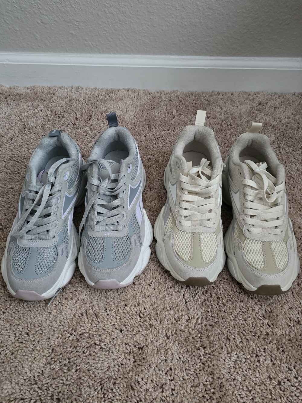 Reebok Chunky Sneakers in Light Gray and Cream